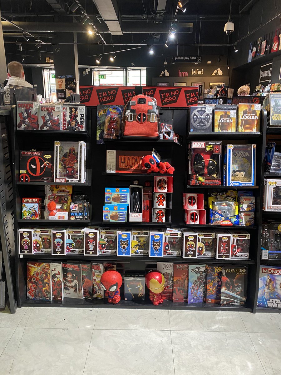 hmvBelfast's tweet photo. Anyone else excited for the new @deadpoolmovie 👀❤️
#marvel #marvelcomics #marvelfunko #deadpool #deadpool3 #deadpoolmovie #deadpoolcomics #deadpoolmerch #hmv #hmvbelfast https://t.co/yKPJtVlrER