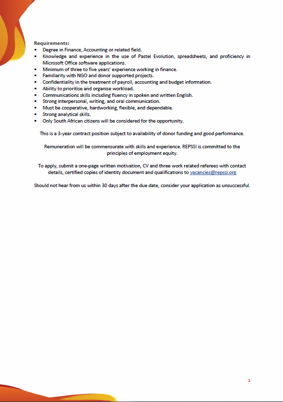 RepssiHQ's tweet photo. Vacancy Alert!
Please refer to the following details to apply for the Finance Officer position at REPSSI.

#MHPSS #FinanceOfficer #jobalert #repssi https://t.co/dERAEg3TE6