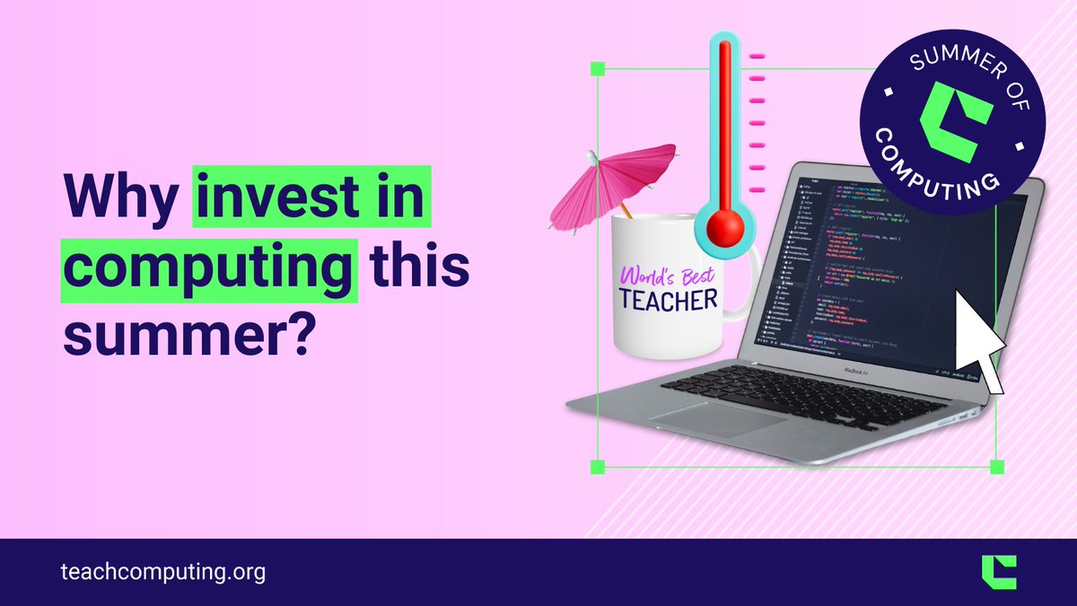 WeAreComputing's tweet image. There's still time to invest in computing education this #SummerofComputing! Discover how the subject can help you enhance critical thinking, creativity, and digital literacy in your classroom, and how you can get started with us ๐ท
๐ ncce.io/invest-in-compโฆ