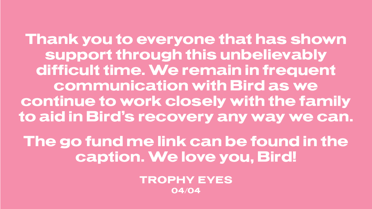 trophyeyesmusic's tweet photo. An update:

https://t.co/k3xG8IGCsH https://t.co/IfNec912GX