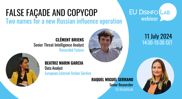 DisinfoEU's tweet photo. Join us on 11 July at 14:30 CEST for our last webinar before the summer break! ποΈ
Beatriz Marin (@eu_eeas) and @n0debreak (@RecordedFuture) will reveal findings on the Russian #FIMI operation #FalseFacade / #CopyCop.
Don't miss out!π
https://t.co/bPgnJWSNBc https://t.co/8QRMnWX1X6