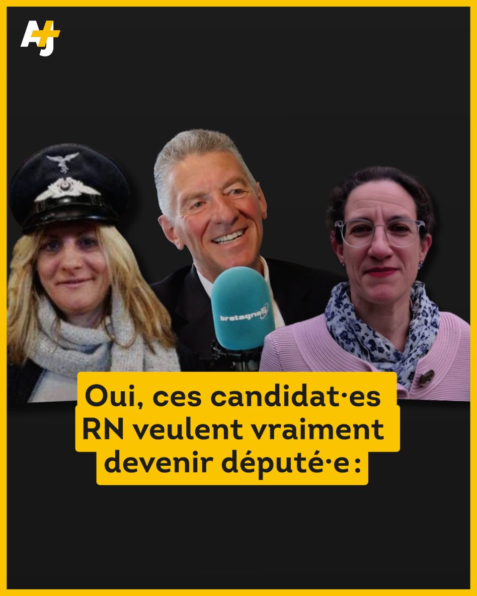 ajplusfrancais's tweet photo. 🧵 Alors que la campagne des élections législatives se termine aujourd’hui, retour sur ces candidat·es RN qui ont brillé à leur manière : https://t.co/wFKoJt3xtC