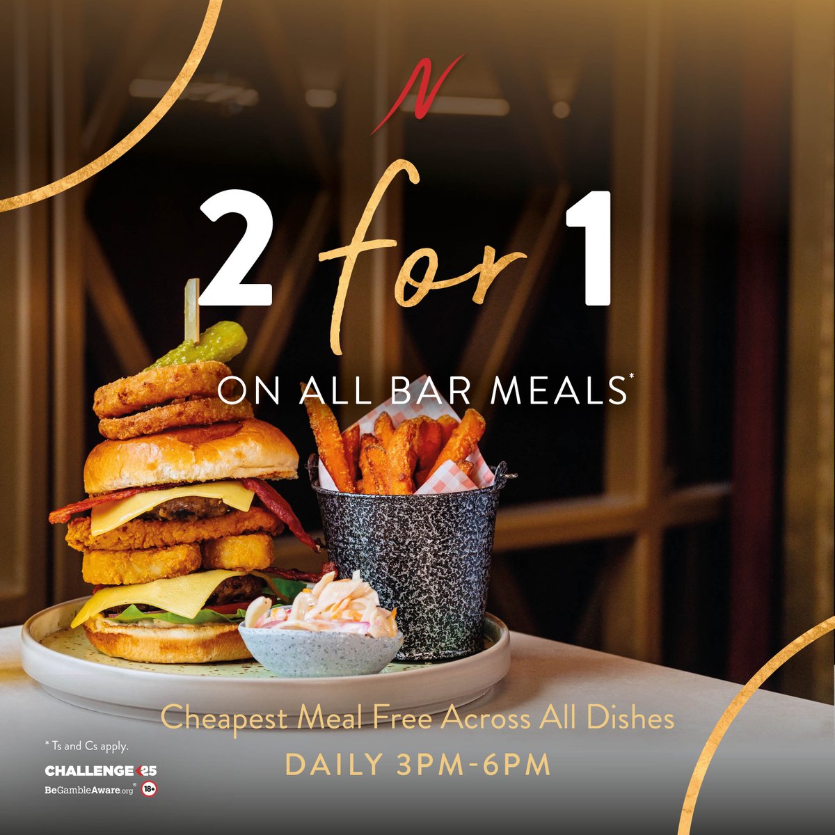 The deals just keep coming this July...

🍽️ Double delight on bar meals, all month long at Napoleons Leeds - no need to book!