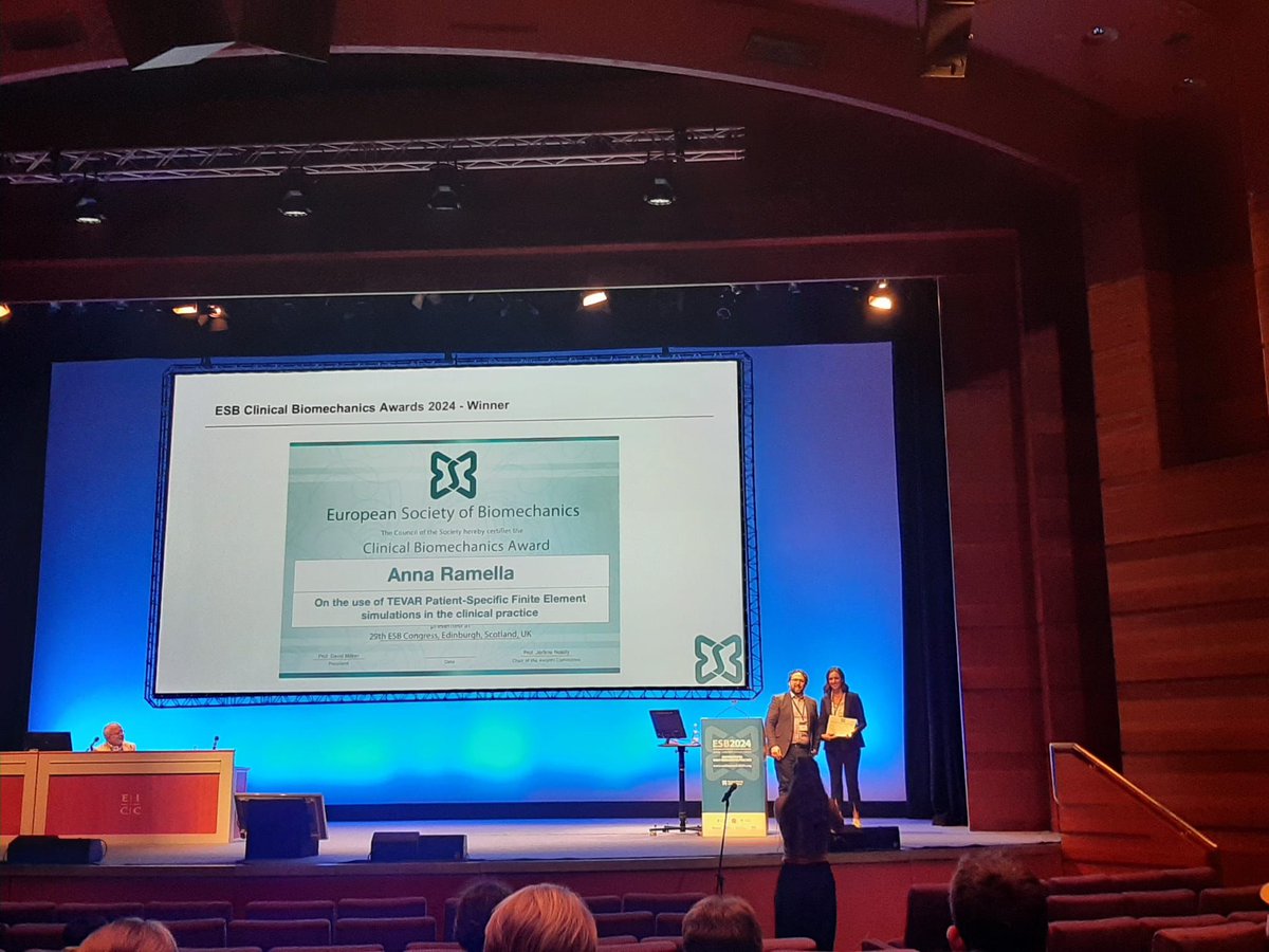 LaBS Polimi (@labs_polimi) on Twitter photo Great news for LaBS at <a href="/ESBiomech/">European Society of Biomechanics</a> Congress 2024!
Congrats to @giulia_luraghi and <a href="/_annaramella/">Anna Ramella</a> for winning the ESB Early Career Research Award and the ESB Clinical Biomechanics Award, respectively, with their studies on #in #silico modeling of #TAVI and #TEVAR procedures! Great news for LaBS at <a href="/ESBiomech/">European Society of Biomechanics</a> Congress 2024!
Congrats to @giulia_luraghi and <a href="/_annaramella/">Anna Ramella</a> for winning the ESB Early Career Research Award and the ESB Clinical Biomechanics Award, respectively, with their studies on #in #silico modeling of #TAVI and #TEVAR procedures!