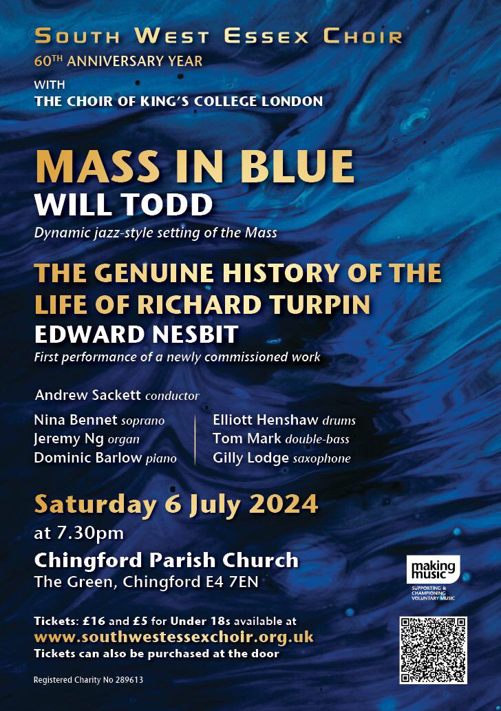 SouthWestEssexChoir (@swessexchoir) on Twitter photo Tomorrow <a href="/chingfordparish/">Chingford Parish</a> we will be singing Todd’s Mass in Blue & <a href="/EdNesbit/">Ed Nesbit</a> Genuine History of the Life of Richard Turpin with <a href="/ChoirKCL/">The Choir of King's College London</a> Tix here swessex-choir.org.uk/index.php/conc… #Essex Tomorrow <a href="/chingfordparish/">Chingford Parish</a> we will be singing Todd’s Mass in Blue & <a href="/EdNesbit/">Ed Nesbit</a> Genuine History of the Life of Richard Turpin with <a href="/ChoirKCL/">The Choir of King's College London</a> Tix here swessex-choir.org.uk/index.php/conc… #Essex
