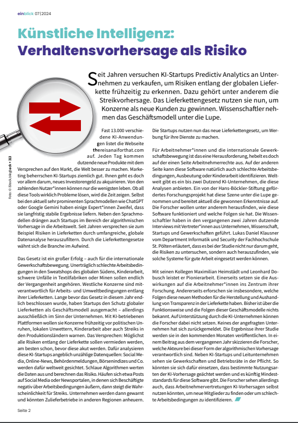 Lukas Daniel Klausner (@_l17r_) on Twitter photo Ich durfte Sebastian Henneke für den aktuellen <a href="/dgb_news/">DGB - Deutscher Gewerkschaftsbund</a>-einblick ein wenig über das Forschungsprojekt zu Predictive Risk Intelligence mit <a href="/leonidobusch/">Leonhard Dobusch</a> und <a href="/heimstaedt/">Maximilian Heimstädt</a> erzählen. dgb.de/aktuelles/news… Ich durfte Sebastian Henneke für den aktuellen <a href="/dgb_news/">DGB - Deutscher Gewerkschaftsbund</a>-einblick ein wenig über das Forschungsprojekt zu Predictive Risk Intelligence mit <a href="/leonidobusch/">Leonhard Dobusch</a> und <a href="/heimstaedt/">Maximilian Heimstädt</a> erzählen. dgb.de/aktuelles/news…