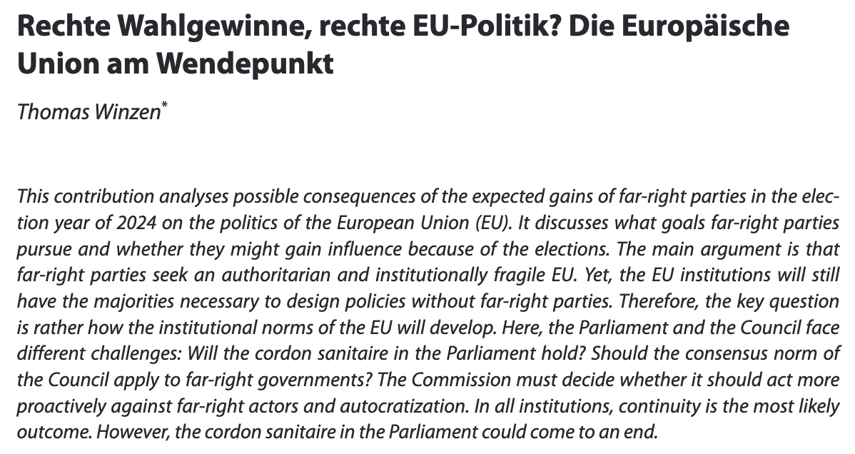 t_winzen's tweet image. Rechte Wahlgewinne, rechte EU-Politik? - noch vor der EP-Wahl geschrieben. doi.org/10.5771/0720-5… @IEP_Berlin