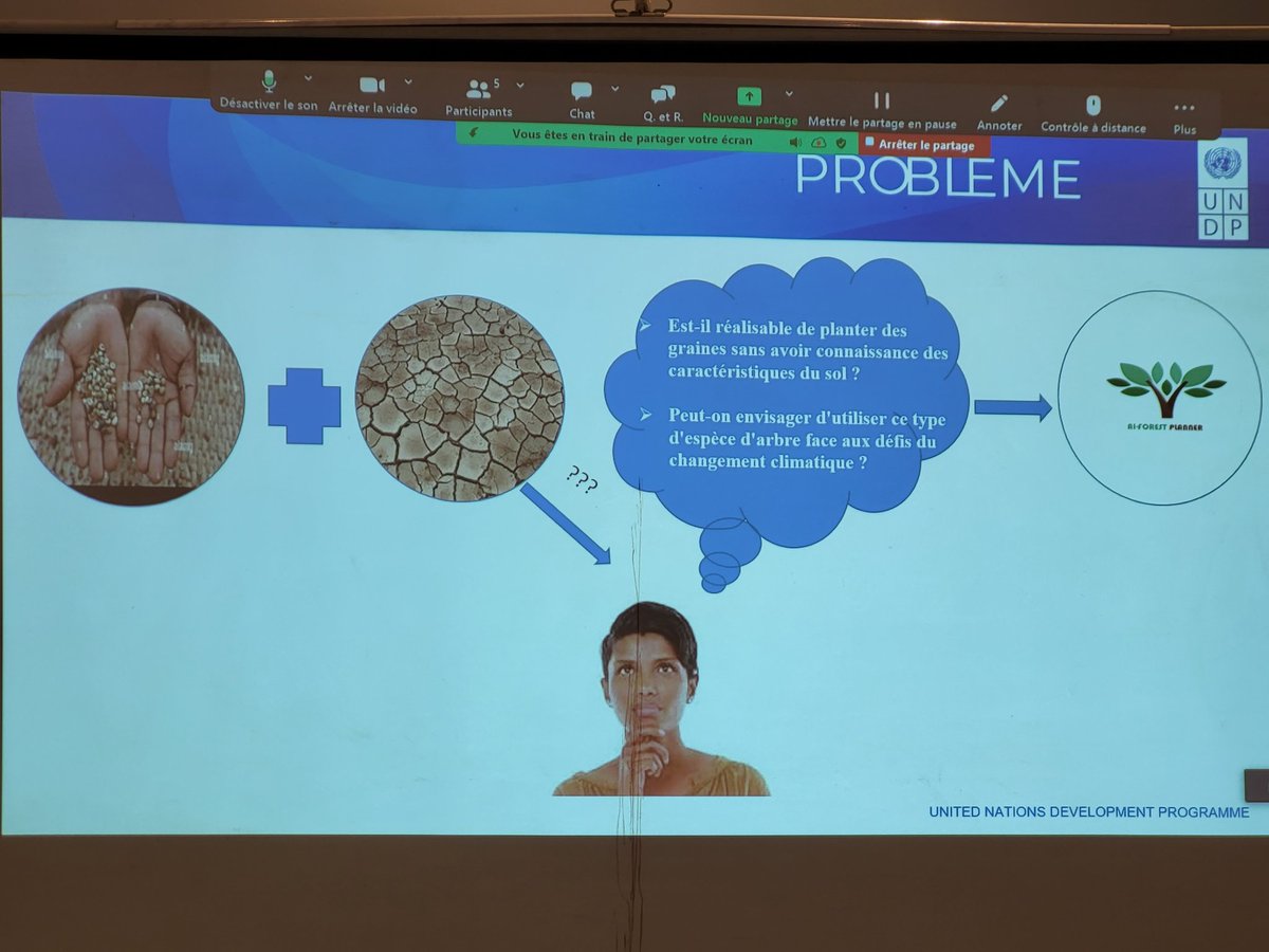 adamafooly's tweet photo. "AI forestplanner "pour planter des arbres 🌳 et suivre leur évolution en un clic sur une application du téléphone!

1ere solution innovante présentée par les jeunes🇨🇬 durant  Heckaton #congogouv 🫱🏽‍🫲🏾#PNUDrepducongo
#CIAR1
Bravo les jeunes👏🏿👏🏿 #madeincongo en marche!
@UNDPAccLabs https://t.co/GQlNxRpLsE