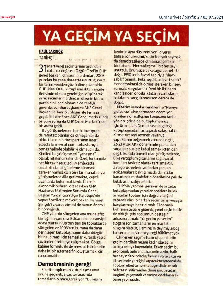 Askerlik sonrası kaldığımız yerden devam…
“Ya Geçim Ya Seçim” başlıklı yazım bugün Cumhuriyet’te.
Okumanız dileğiyle…