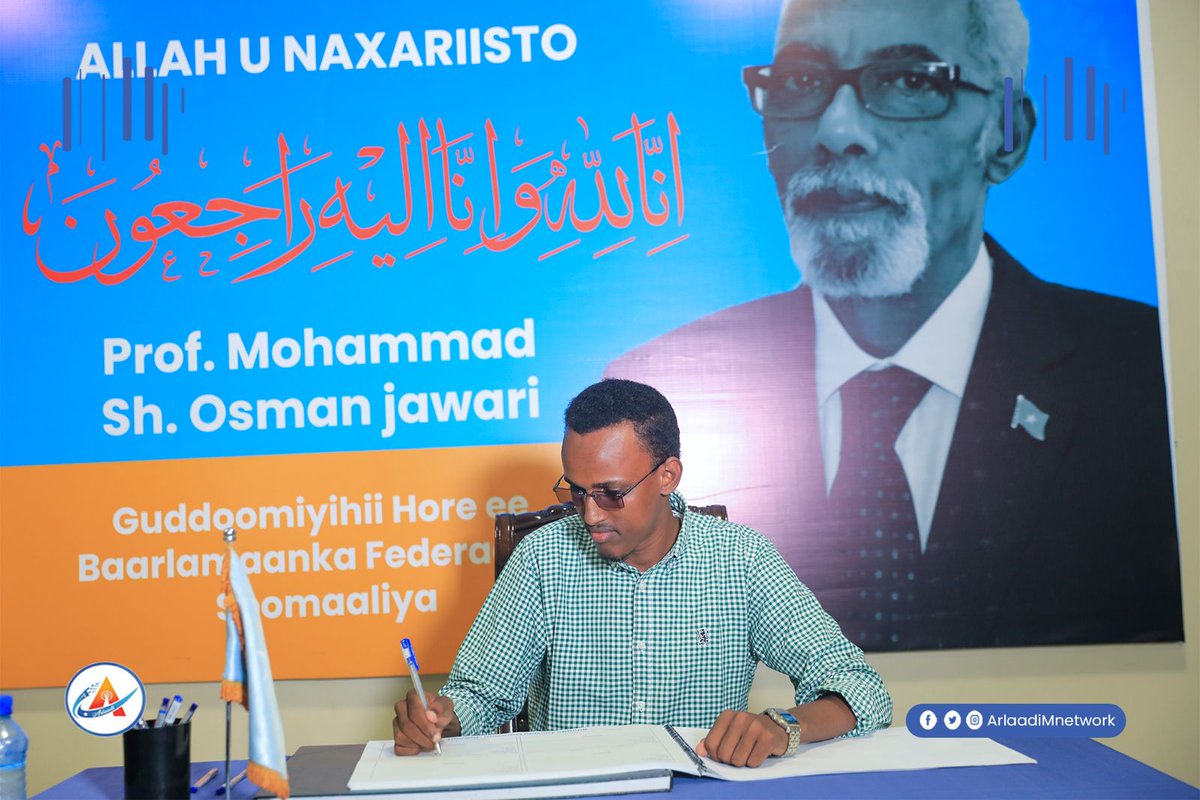 Waxaan maanta saxiixay buuga tacsida Alle ha u naxariistee, Marxuum Professor Mohamed Sheikh Osman Jawaari, Eebe Jannatul Fardowsa howgiisa ha ka yeelo, eheladiisa iyo Soomali oo dhanna, Eebe samir iyo iimaan ha ka siiyo (Aamiin). 
05/JULY/2024