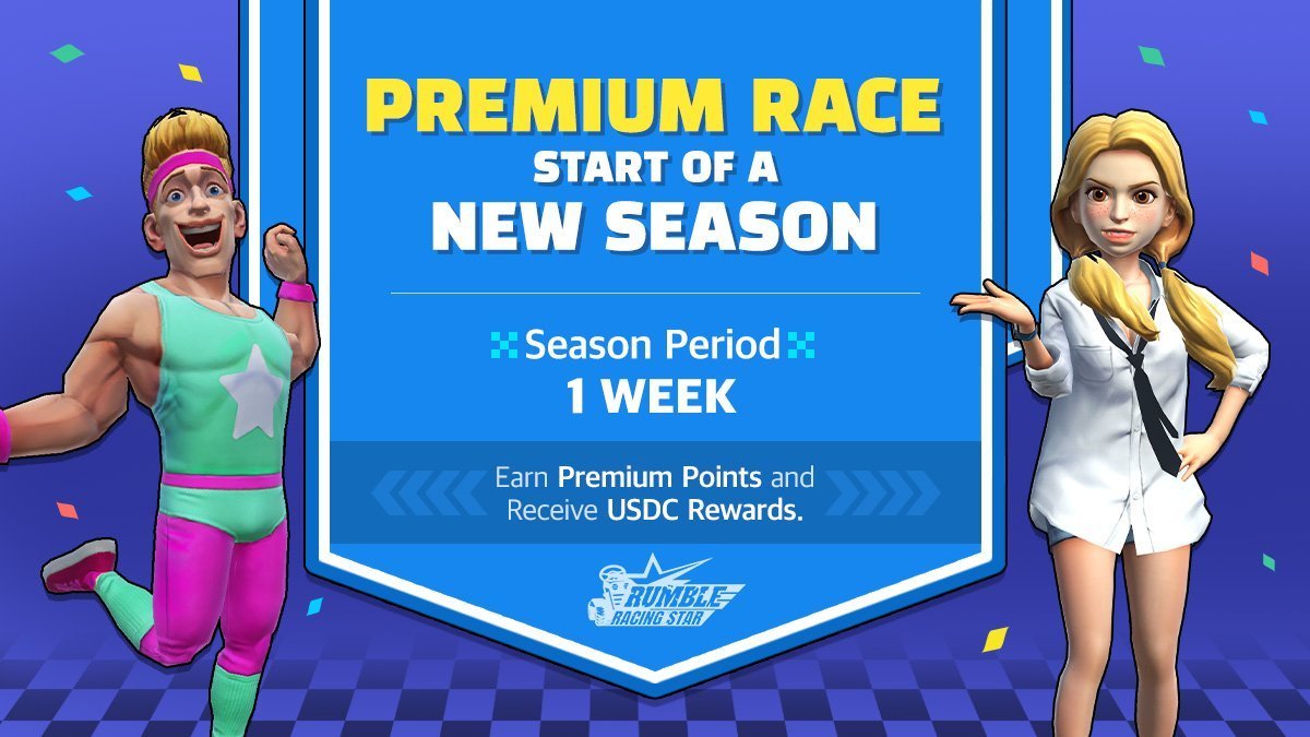 Rush into chaos with Rumble Racing Star Season 32!            

Play Premium Race for a chance to win USDC!