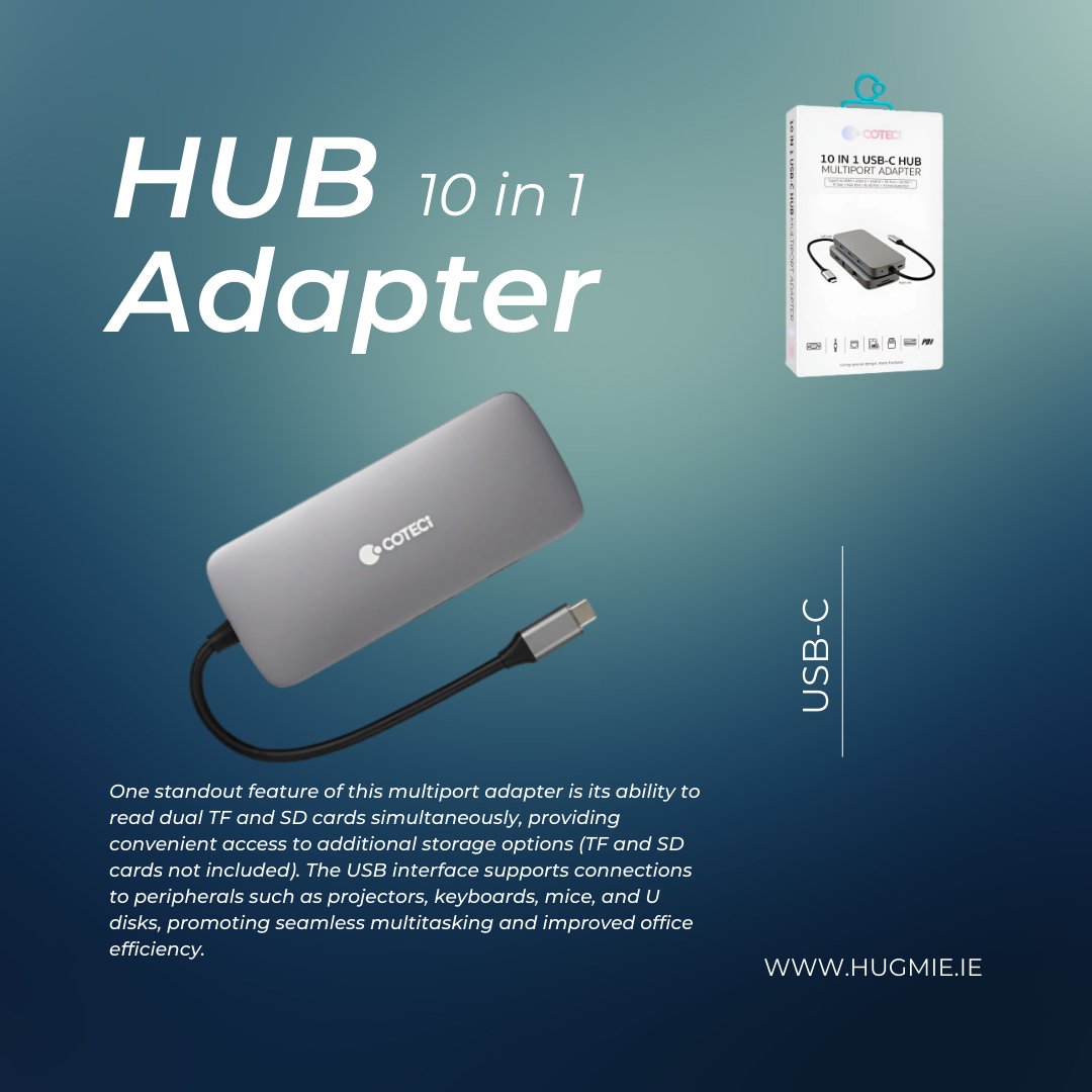 hugmie_official's tweet image. Boost Your Tech Setup with the COTECi 10 in 1 USB-C HUB Multiport Adapter 🌐🔌 #multiportadapter #multiport #accessories #techgadgets #gadgets #usbc #hdmi #computeraccessories #Hugmie