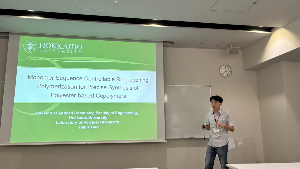 RBORSALI's tweet photo. Day 2 : Japan-France Workshop on sustainable polymers - Sapporo July 05th, 2024- Afternoon session: Great talk and contribution by Tianle GAO (Hokkaido University) on "Monomer Sequence Controllable ROP for precise synthesis for Polyester-based copolymers" https://t.co/ROslfenYmh