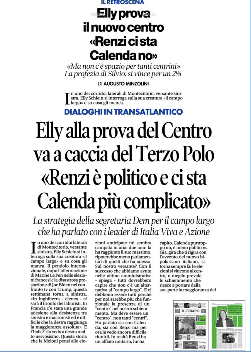 CarloCalenda's tweet photo. Cara ⁦@ellyesse⁩ non è un problema di essere o non essere politici ma di cosa serve o non serve al paese. E un’accozzaglia populista e largamente filoputiniana con una spruzzata di centrino opportunista non serve a nulla. Buona strada https://t.co/tZJWnommgY
