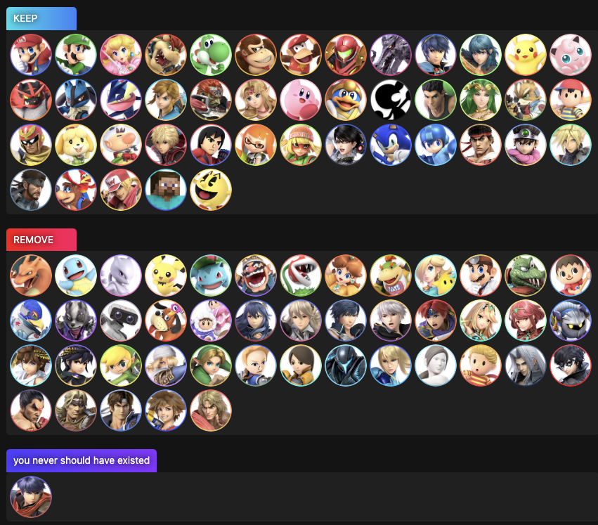 KryZenDesigner's tweet photo. Dude slashing the Ult roster in half is so easy

idk why people act like its hard https://t.co/dNLqes6bfi