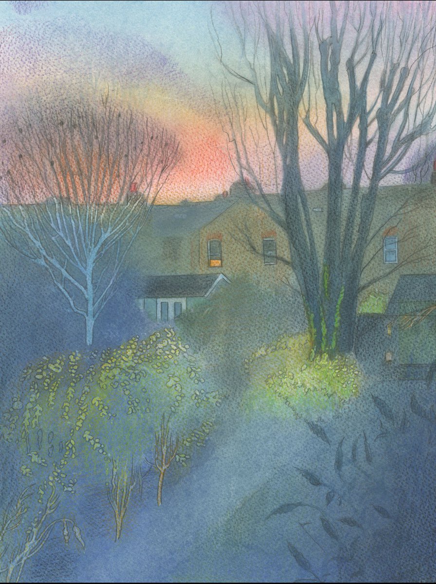 Dawn Light in the Garden St Margarets: watercolour from 2022