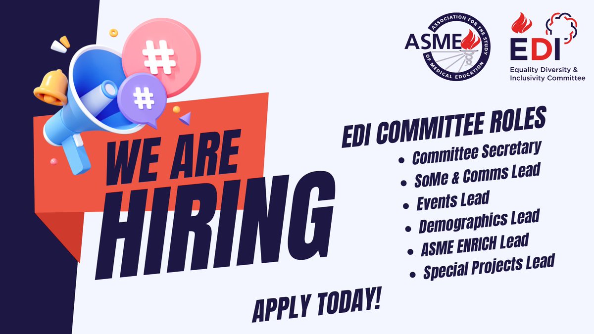 Association for the Study of Medical Education (@asmeofficial) on Twitter photo 📢There is still time⌚to apply to join ASME's EDI Committee - deadline 23:59 tonight📆! Help make a difference and apply today for one of their vacancies📩 asme.link/JoinEDI2024.
<a href="/gabs_finn/">Prof. Gabrielle Finn</a> <a href="/Megan_EL_Brown/">Megan Brown</a> @ChairASME <a href="/AmayaEllawala/">Amaya Ellawala</a> 📢There is still time⌚to apply to join ASME's EDI Committee - deadline 23:59 tonight📆! Help make a difference and apply today for one of their vacancies📩 asme.link/JoinEDI2024.
<a href="/gabs_finn/">Prof. Gabrielle Finn</a> <a href="/Megan_EL_Brown/">Megan Brown</a> @ChairASME <a href="/AmayaEllawala/">Amaya Ellawala</a>