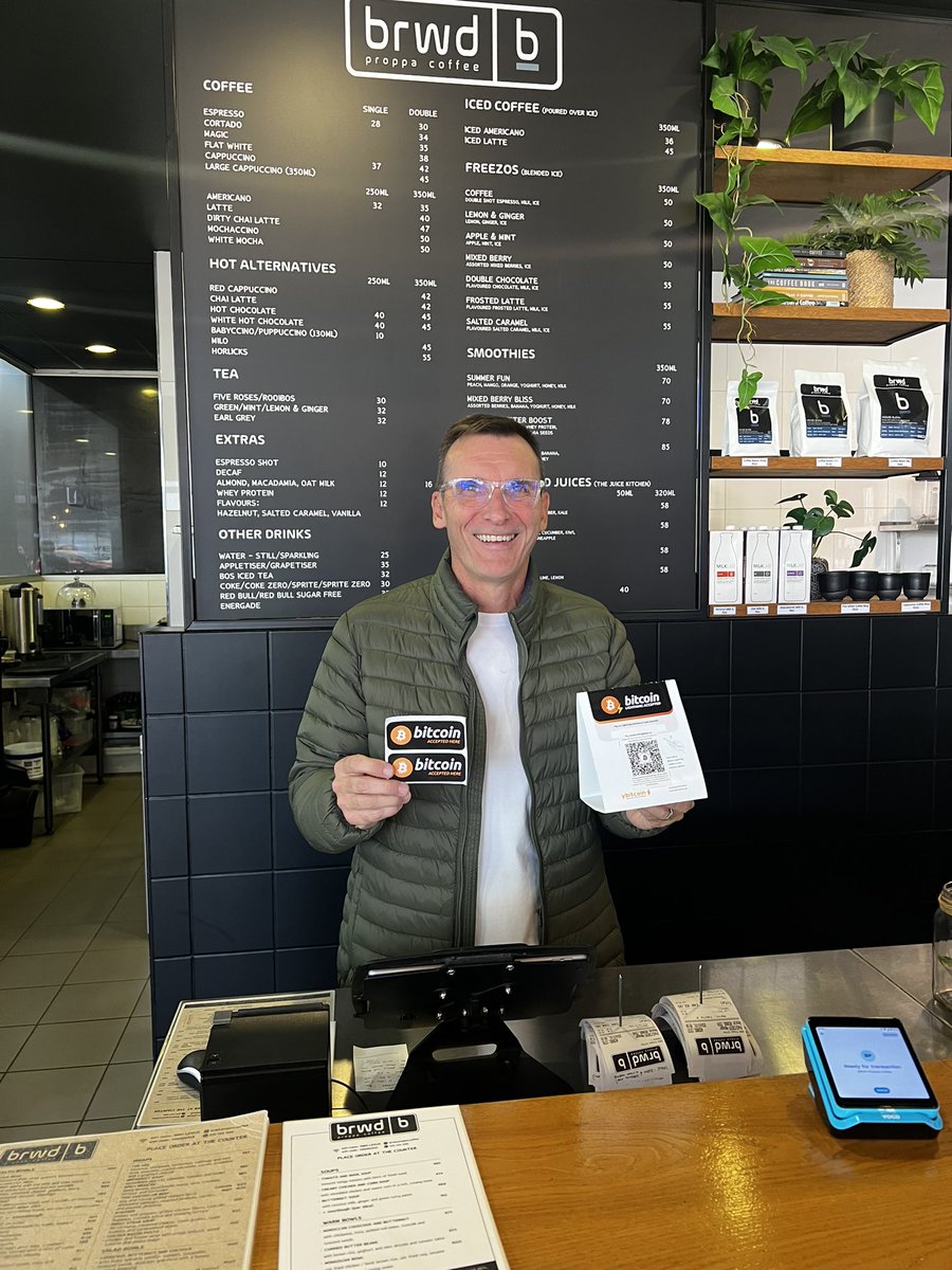ybitcoinza's tweet image. BRWD Coffee now welcomes #Bitcoin lightning accepted here ☕️🧡

📍Umhlanga, Durban, KZN 🇿🇦
btcmap.org/merchant/node:…

@blinkbtc ⚡️ @BlksGreenWallet 🔐 @btcmap 🗺️