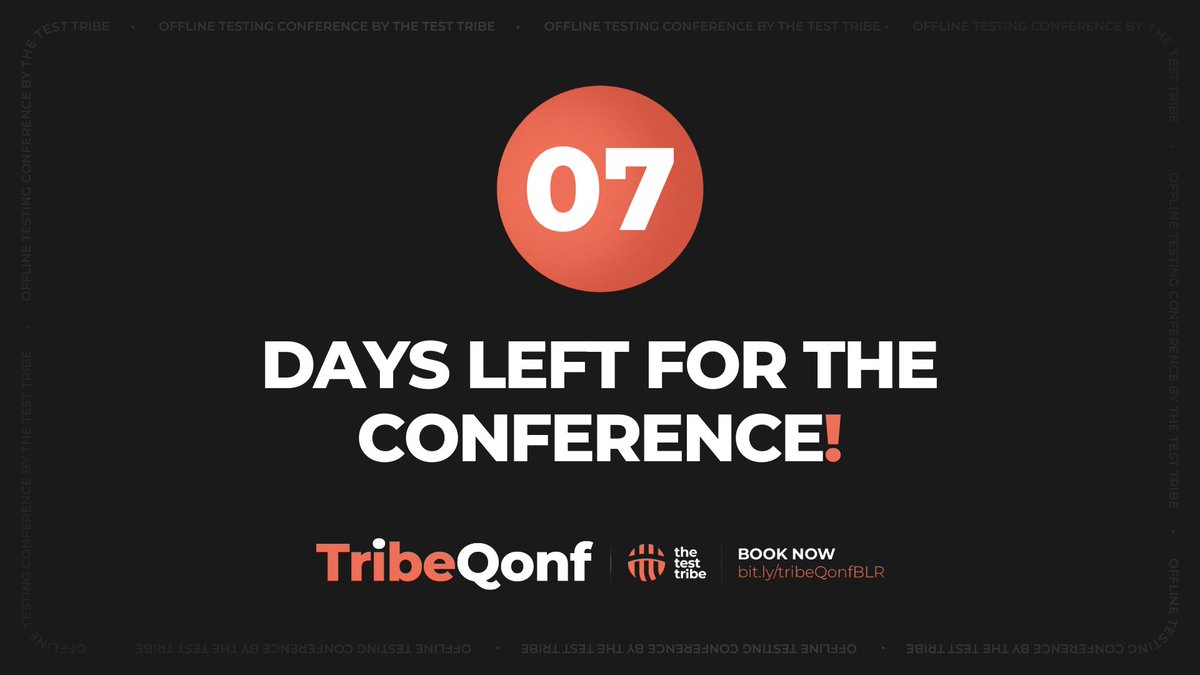 ⏰ ONLY 7 DAYS REMAIN FOR TRIBEQONF 2024!

🤯 More than 425 testing professionals from renowned companies like AMD, PhonePe, Volvo, Walmart, EA Sports, Schneider, MoEngage, Autodesk, Moody’s, Samsung, Deloitte, Eli Lily, Hitachi, and Siemens have already registered.