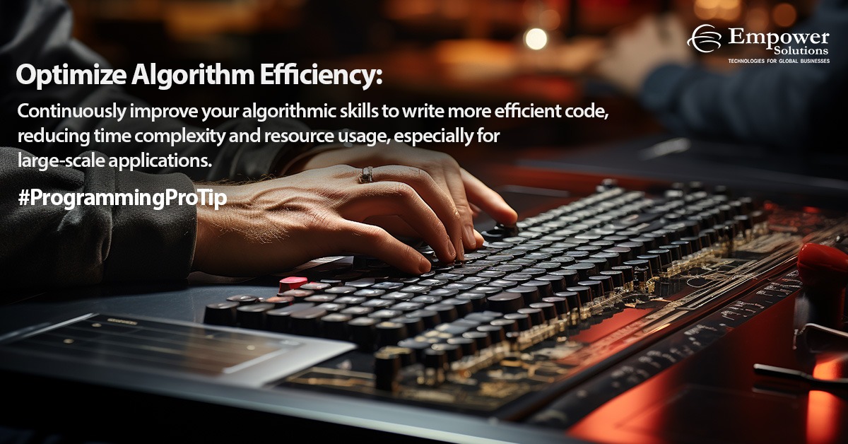 empowersol96's tweet image. Enhance your coding skills to boost algorithm efficiency, minimizing time complexity and resource use, crucial for large-scale applications.
#EmpowerSolutions #GlobalBusiness #AlgorithmOptimization #CodingSkills #Efficiency #TimeComplexity #LargeScaleApplications
