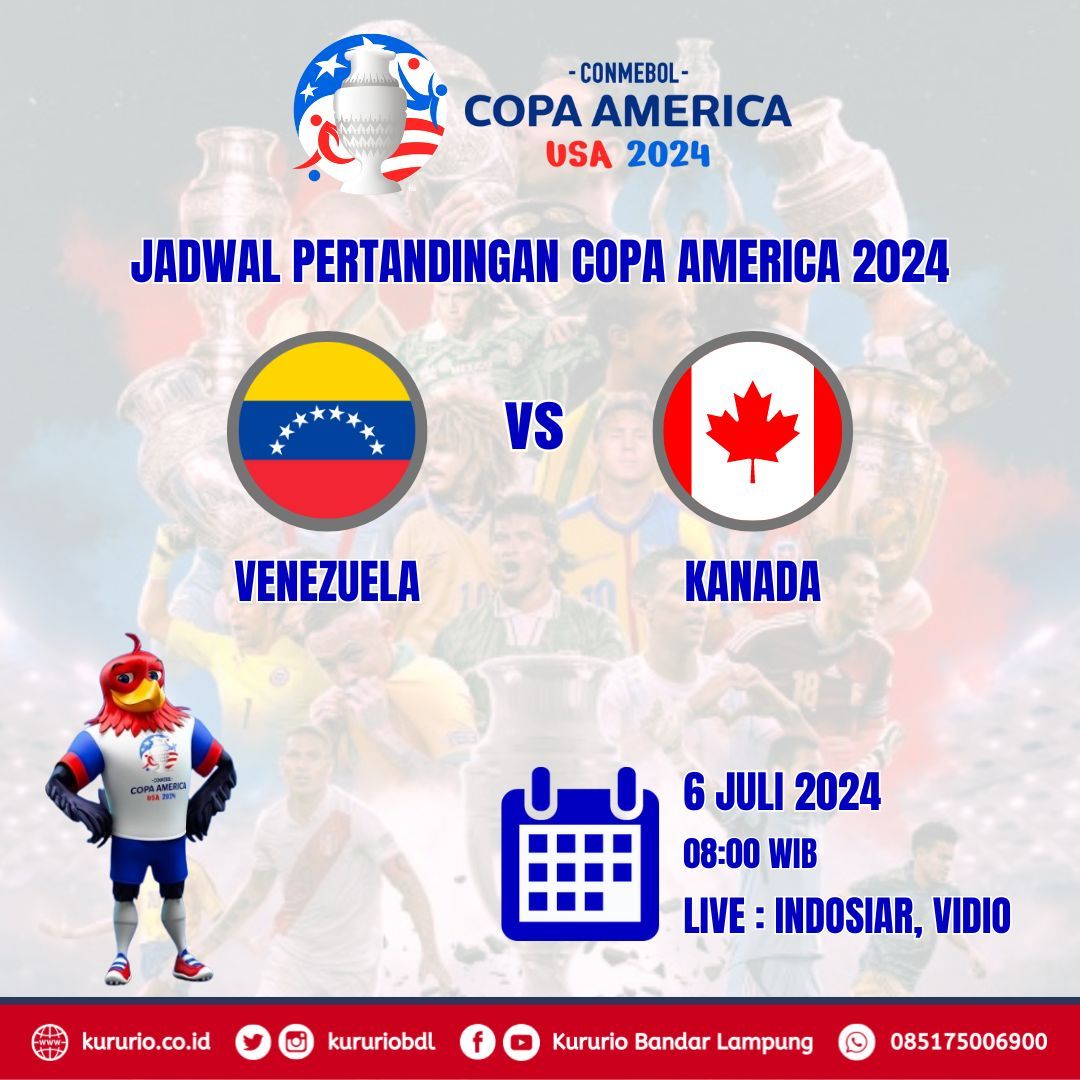Jadwal Copa America 2024

Venezuela vs Kanada

6 Juli 2024 (08:00)

Live  Indosiar &amp; Vidio

#copaamerica2024
#football
#sepakbola
#kururio
#kururiobdl
#bandarlampung