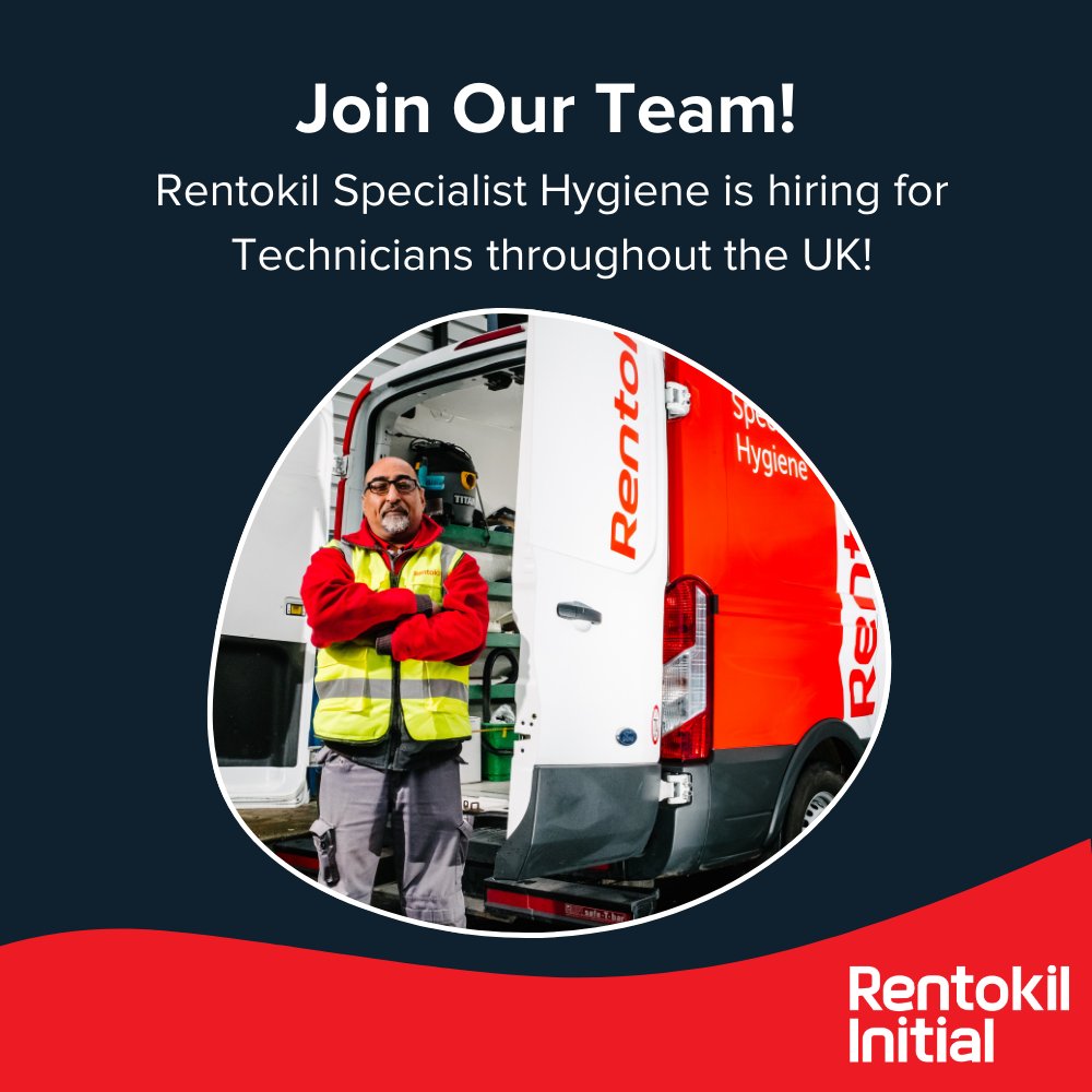 Rentokil Specialist Hygiene is hiring for Hygiene Service Technicians across the UK! If you enjoy a varied role where no two days are the same, this could be the job for you!

Find out more and apply today: jobs.rentokil-initial.co.uk/jobs?q=Hygiene…