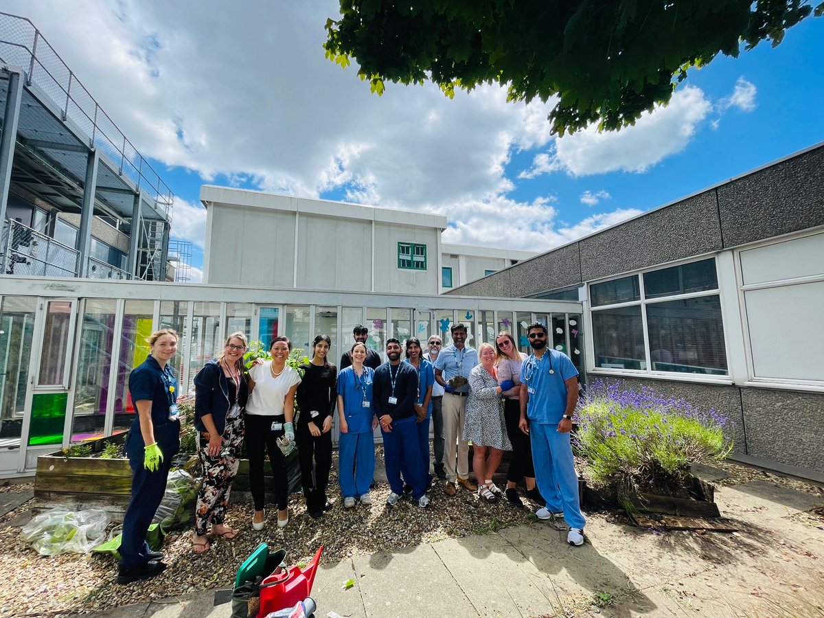 Fantastic gardening work by paediatric team as part of the  Strive to Thrive programme-trainee wellbeing great MDT work ⁦<a href="/enherts/">East and North Hertfordshire Teaching NHS Trust</a>⁩ ⁦<a href="/JustinDaniels15/">Justin Daniels</a>⁩ ⁦<a href="/lizziebessell/">Lizzie Franklin-Jones MBE</a>⁩ ⁦<a href="/KathEvans2/">🌟 Kath Evans RGN RSCN 💙💛</a>⁩ ⁦<a href="/RCPCHtweets/">RCPCH</a>⁩ ⁦⁦<a href="/SteveAndrews3/">Steve Andrews</a>⁩ <a href="/ENHHCharity/">East and North Hertfordshire Hospitals' Charity</a>⁩
