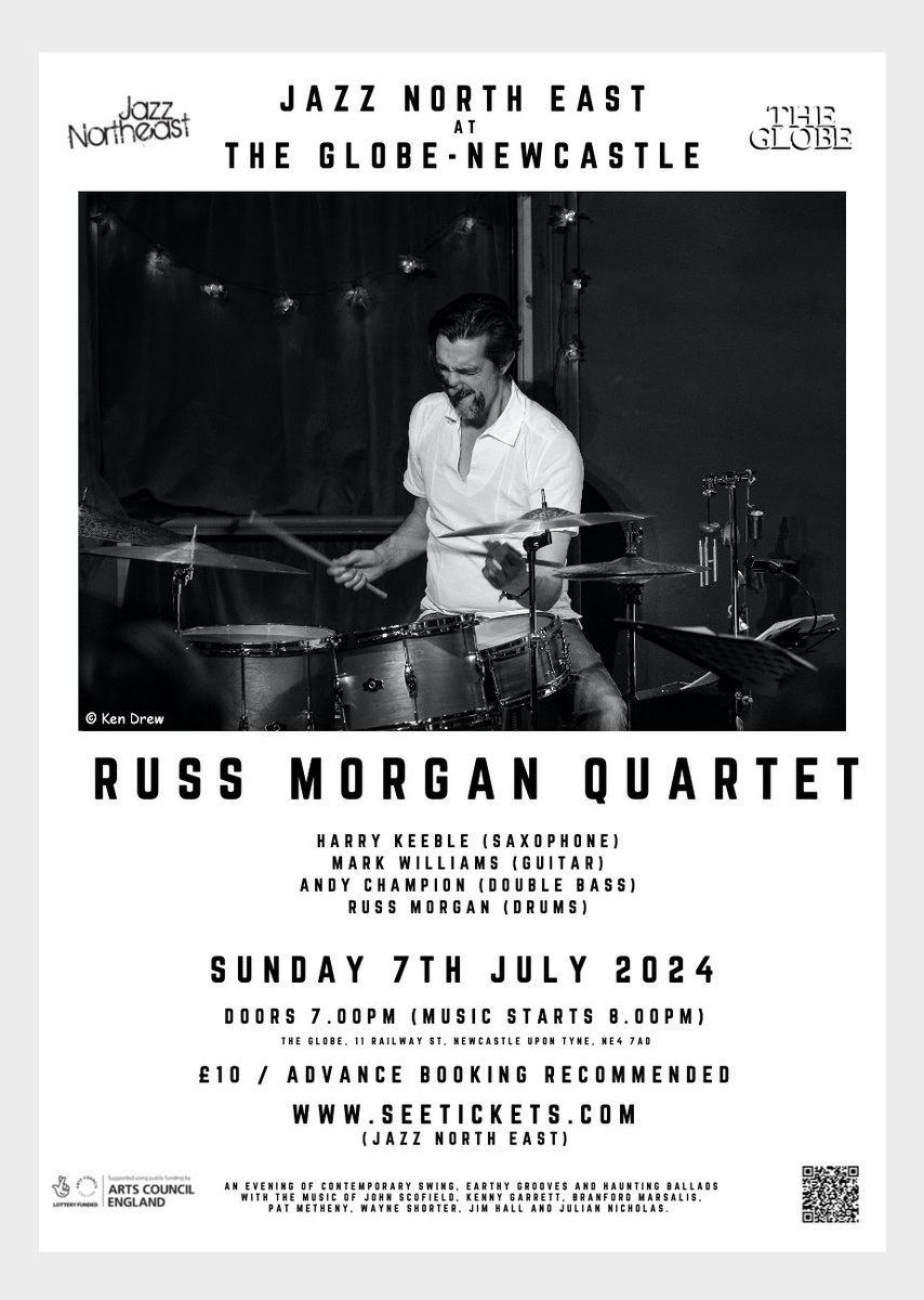 Russ Morgan Quartet this Sunday 7th July with Jazz North East: seetickets.com/event/russ-mor…