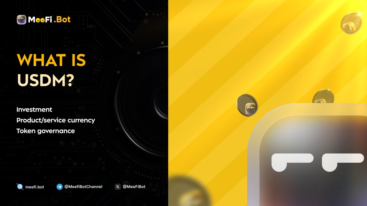 MeeFiBot's tweet photo. What Are The USDM Utilities &amp; How Could You Receive❓

USDM is a decentralized stable coin developed by MeeFi Bot, by owning USDM you can 👇
- Start investing on our platform
- Using as currency with our partner circle
- Converting to MeeFi main token https://t.co/Vr1oNE289X