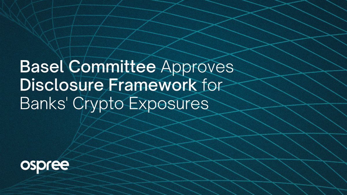 The Basel Committee approves disclosure framework for banks' #cryptoasset exposures.

🔄 Updates to prudential standards for #stablecoins 
🗓️ Implementation by Jan 1, 2026 
💬 Discussed #tokenized deposits, stablecoins, interest rate risk, and third-party risk management