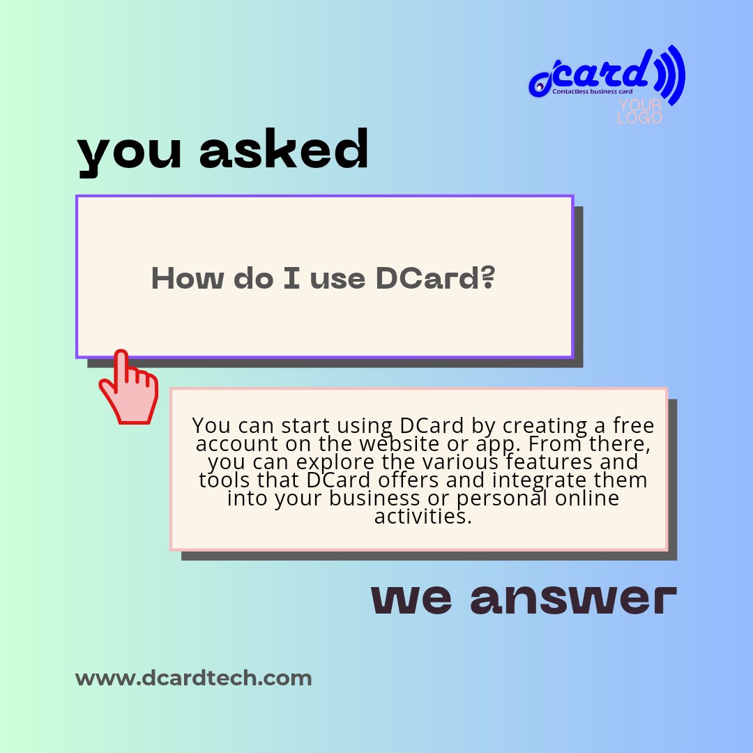 DcardAfrica's tweet photo. You can start using #DCard by creating a #free #account on the #website or app. From there, you can explore the various #features and #tools that DCard offers and #integrate them into your #business or personal #online activities. https://t.co/psiLBHMiLR