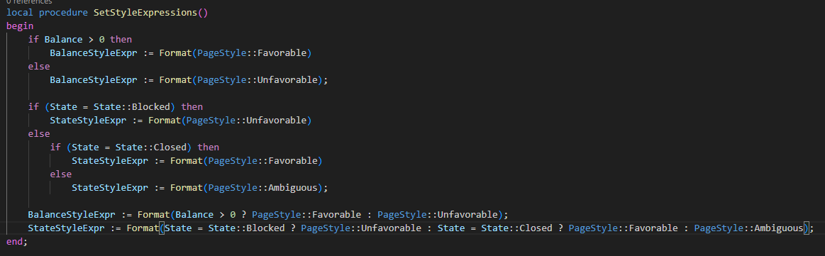 SBalslev's tweet image. &quot;You have to work hard to get your thinking clean to make it simple&quot; (Steve Jobs). 

#msdyn365bc AL now supports ternary operator.
value := condition ? ifTrue : ifFalse;

Personal favorite of mine 🙌

Using it right will make reading code easier.
Using it wrong ... not so much 🤓