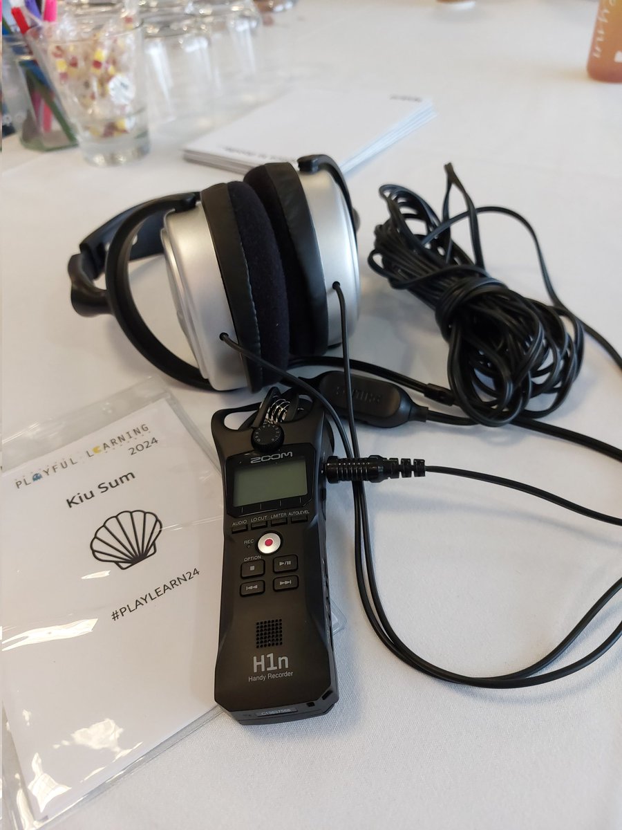 Day 3 &amp; final day of <a href="/playlearnconf/">Playful Learning Association</a> #playlearn24 in Brighton.

Here I am with a (#podcast) <a href="/pedagodzilla/">Mike @ the Pedagodzilla Podcast</a> recorder and a headphone with a 5m long wire...

Really, 5m long?!?