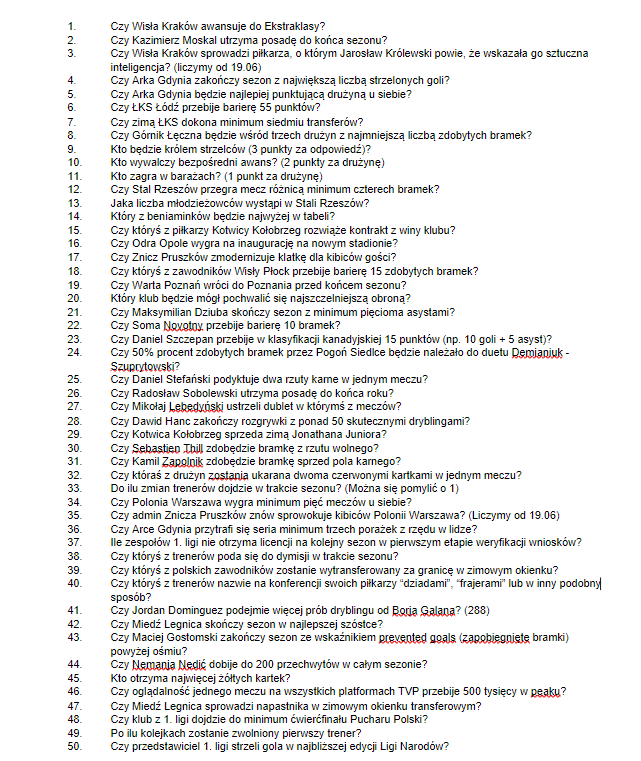 𝗪𝗜𝗘𝗟𝗞𝗜 𝗧𝗬𝗣𝗘𝗥 𝗗𝗟𝗔 𝗞𝗜𝗕𝗜𝗖𝗢́𝗪 𝗕𝗘𝗧𝗖𝗟𝗜𝗖 𝟭. 𝗟𝗜𝗚𝗜 – 𝗖𝗭𝗬𝗧𝗔𝗝 𝗗𝗢 𝗞𝗢𝗡́𝗖𝗔!

Inspirując się moim serdecznym redakcyjnym kolegą <a href="/PProkulski/">Patryk Prokulski</a>, postanowiłem stworzyć 𝗪𝗜𝗘𝗟𝗞𝗜 typer dla fanów Betclic 1. ligi. Sprawdzimy, kto najlepiej odgadnie to,