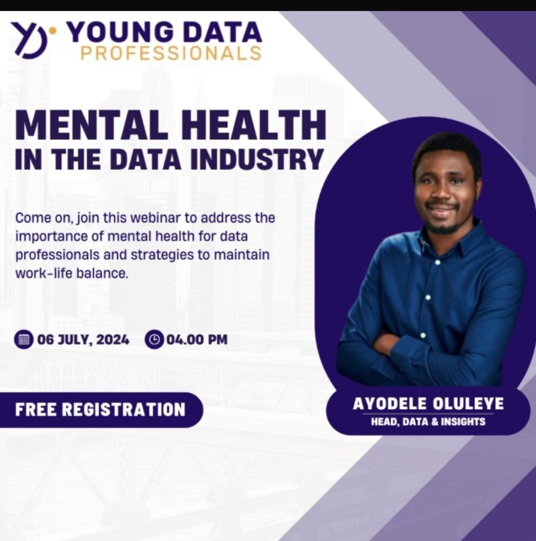 In the fast-paced world of data, it's crucial to prioritize mental health. Hence, YDP created a webinar on mental health management with our amiable keynote speaker <a href="/AyoOluleye/">Ayodele Oluleye</a>  bringing insights, humor, and well-being to the table. Strong minds drive exceptional data!