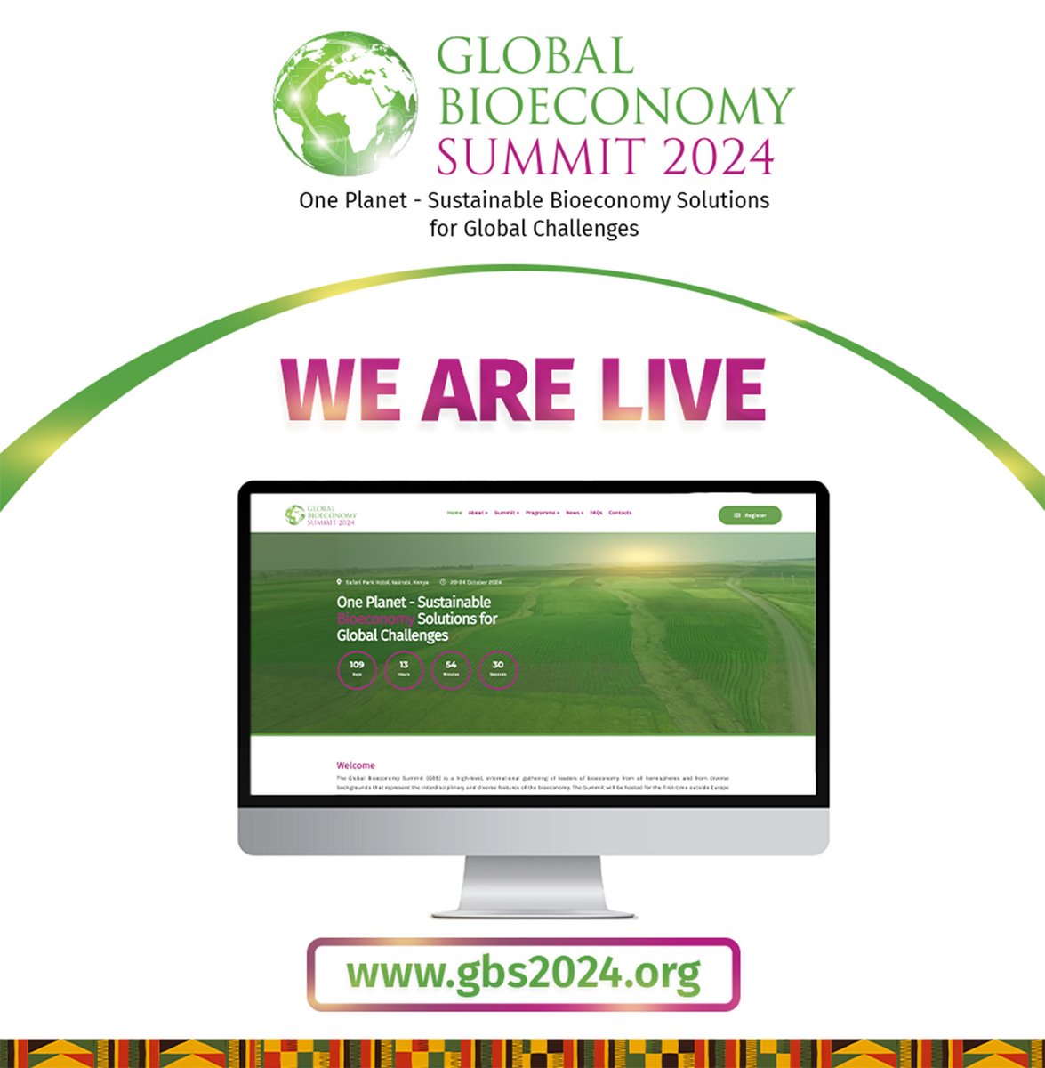 We're pleased to announce that #GlobalBioeconomySummit 2024 official website is now live!  

#GBS2024 will be hosted for the first time outside #Europe.   

Visit our website to stay updated about the Summit, including registration details:  gbs2024.org #GBSinAfrica