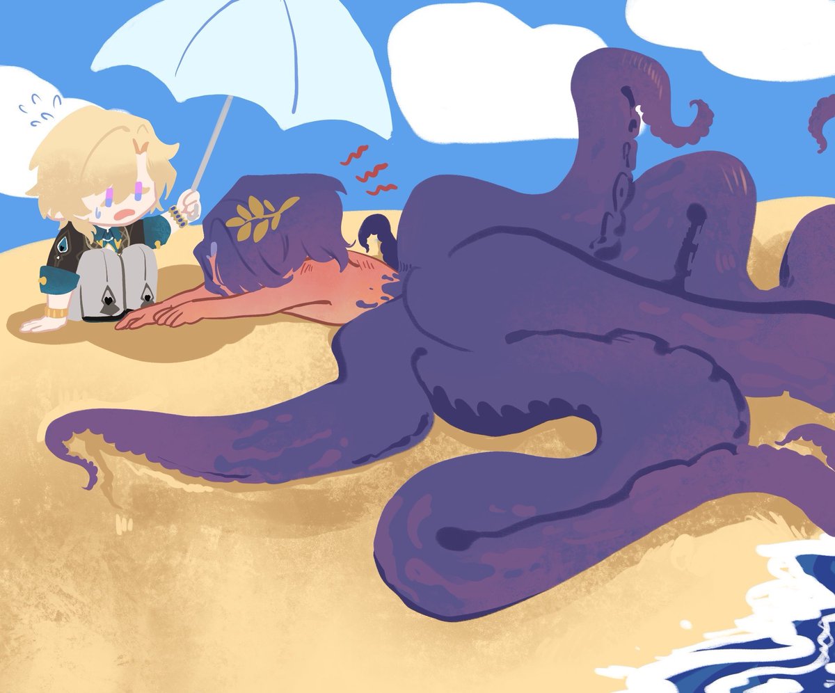 砂金總監在他的私人沙灘上發現一隻擱淺的章魚
#ratiorine