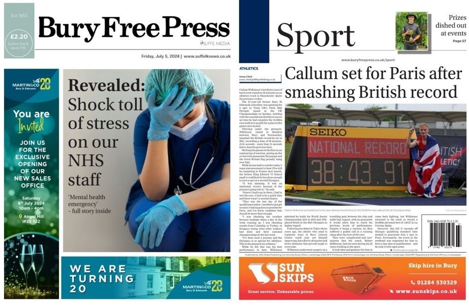 Today's <a href="/buryfree/">Bury Free Press</a> has an exclusive on NHS staff stress levels, tributes to a rugby club 'legend' plus the #Muslim community in #BuryStEdmunds wanting a new base. Plus college awards pix. <a href="/buryfree/">Bury Free Press</a> is on sale all week, or try our digital subscription for 50p a week. See website