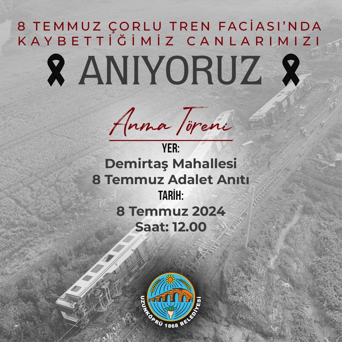 8 Temmuz Çorlu Tren Faciası'nın yıl dönümünde adalet arayışı süren acılı ailelerimizle bir arada olacağız.
