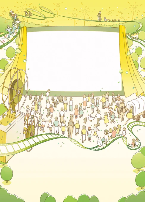 2022年から担当しているこども映画館のイラスト、今年も描かせていただけてとても嬉しかったです!今回も上映作品とリンクさせた遊びを細々と散りばめました