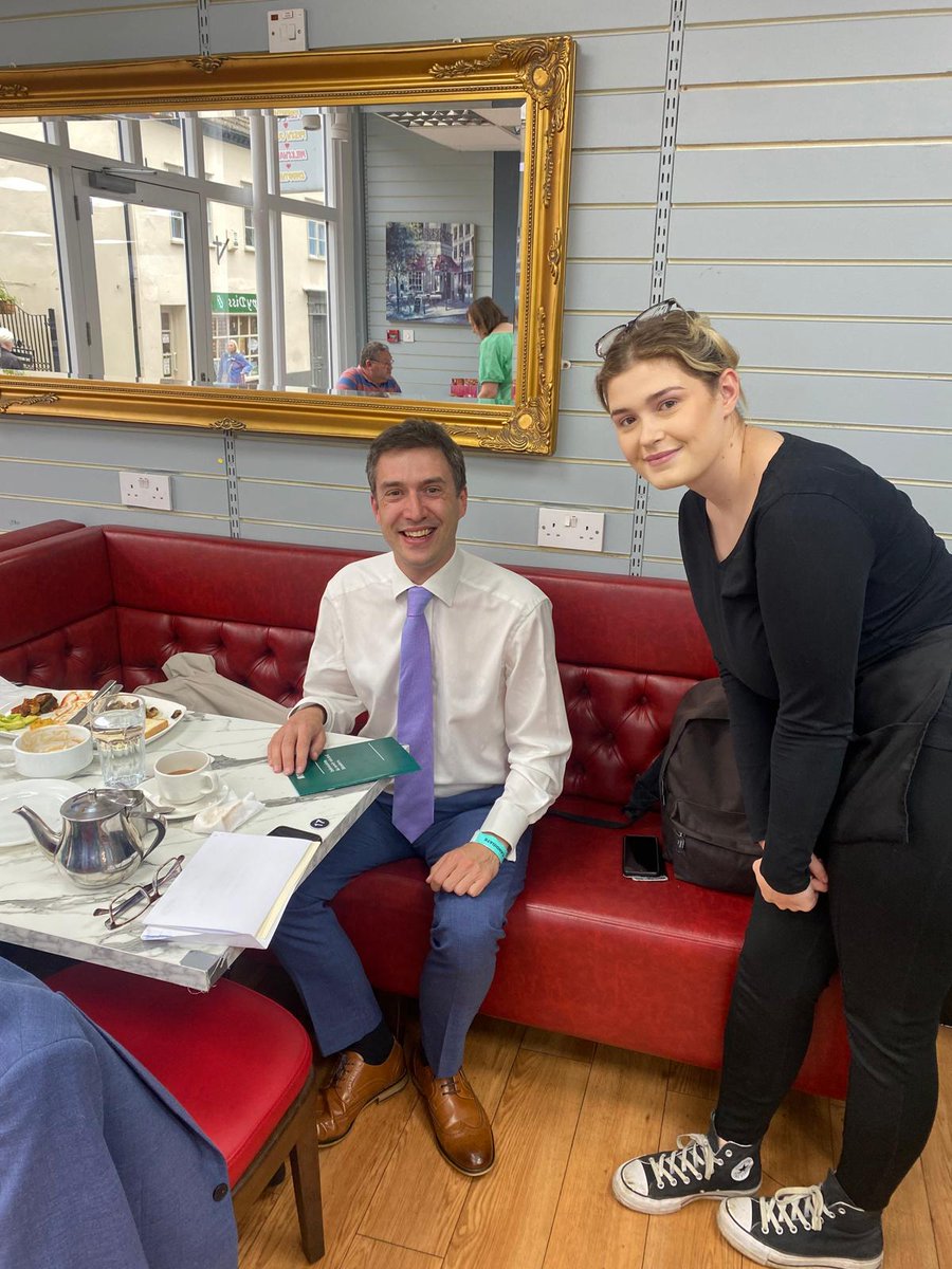 Enjoying my first local café visit as MP for #WaveneyValley - to the lovely Cafe Delices on Mere Street, Diss for breakfast. Chatting to Lily who works here and reading my booklet on information for new MPs.

Help us to elect more Green MPs and councillors by joining