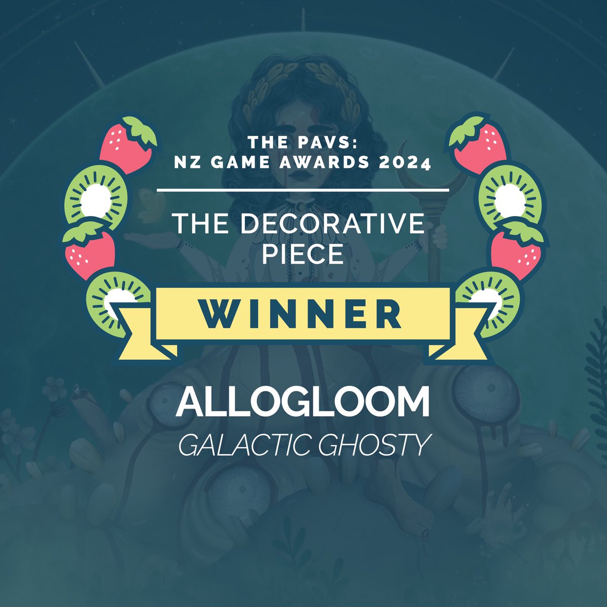 nzgamesfest's tweet photo. 🎨 The Decorative Piece (Excellence in Visual Art)🎨 this picture perfect award went to Allogloom (Galactic Ghosty)

🏆The Finalist is chosen based on the quality and impressiveness of each entered game’s appearance and visual effects. 

#thepavs24 #nzgf24 🥝✨ https://t.co/01YarXuw1D
