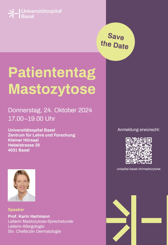 mastozytose_ch's tweet photo. SAVE THE DATE
#Mastocytosis #Mastozytose #Mastocytose #Mastocitosi
#MastCells #Mastzellen #Mastocytes #Mastociti
#mastocytosisawareness https://t.co/rr1CKAf459