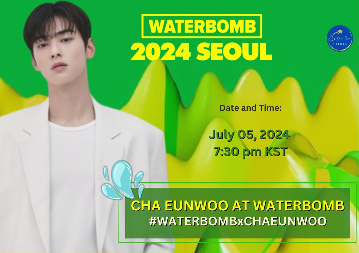 ChaEunwooTrends's tweet photo. 📢HASHTAG PARTY❗️❗️

Ready to be splashed?
Join the wave of excitement and cheer for Eunwoo at Waterbomb 2024 Seoul! 🌊🔫

CHA EUNWOO AT WATERBOMB
#WATERBOMBxCHAEUNWOO

Tag @CHAEUNWOO_offcl https://t.co/tIoLER5lFr
