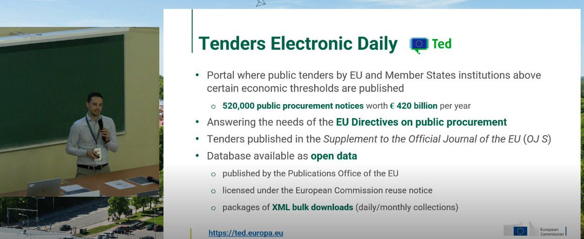 MarcoMinghini's tweet image. Yesterday at #foss4ge I gave a talk on the analysis of the Tenders Electronic Daily (TED) database including 🇪🇺 public procurement notices 🗂️ and share insights how much open source geospatial sw, open geospatial data & standards is there.
📂 Slides at talks.osgeo.org/foss4g-europe-…