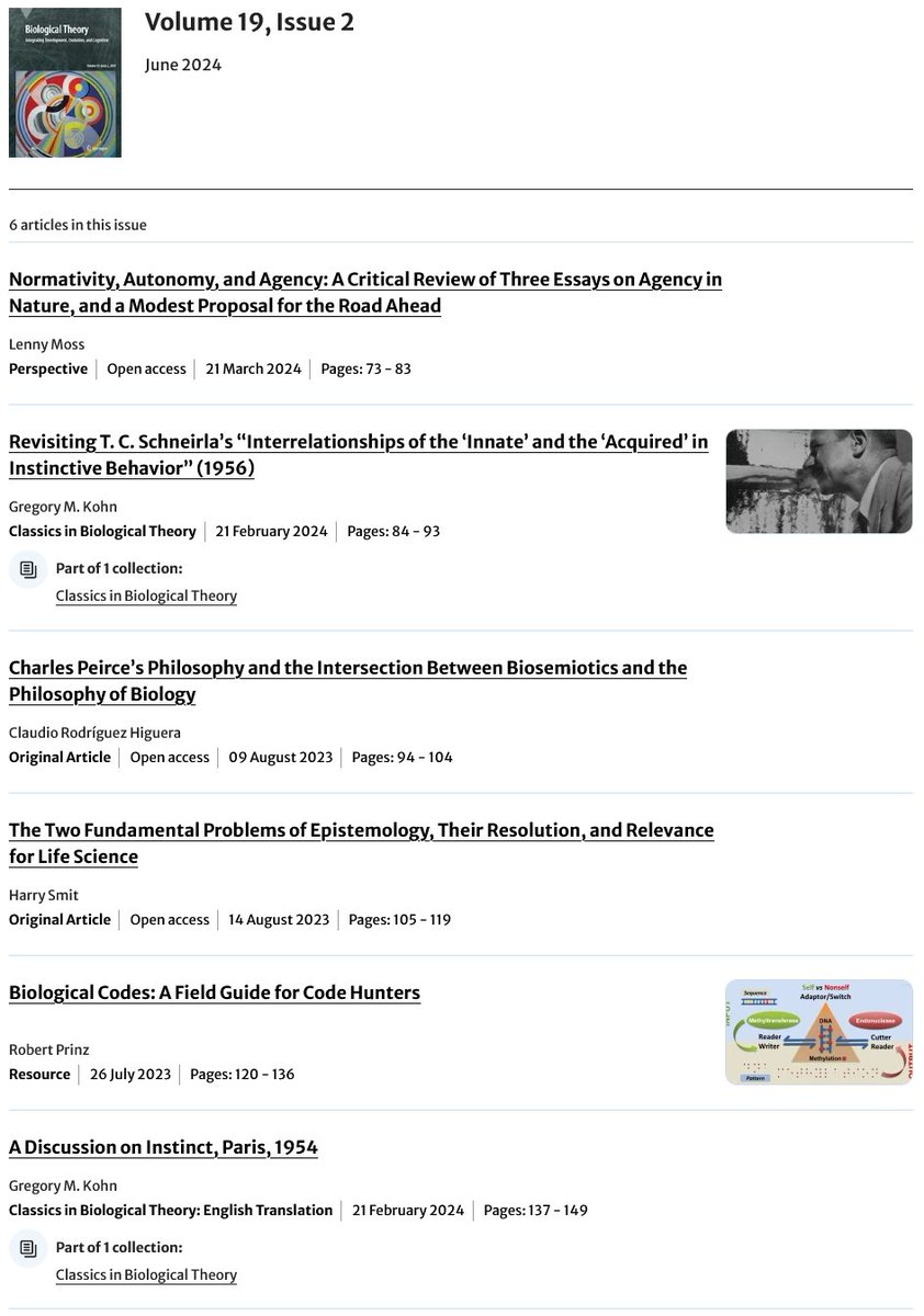 📢🌟The June issue of Biological Theory is out! link.springer.com/journal/13752/… 
Read the editors’ summary of the latest issue, with free reading links for all the articles here: kli.ac.at/en/the_kli/new…