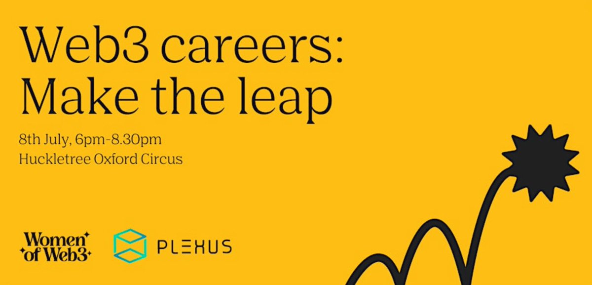 Plexus - Web3 Jobs / Crypto Recruiters (@plexusrs) on Twitter photo We're partnering with <a href="/womenofweb3co/">Women of Web3</a> to host an event focused around careers in Web3. Join us on Monday July 8th at <a href="/huckletree/">HUCKLETREE</a>, Oxford circus. Last few tix available here > eventbrite.co.uk/e/web3-careers… We're partnering with <a href="/womenofweb3co/">Women of Web3</a> to host an event focused around careers in Web3. Join us on Monday July 8th at <a href="/huckletree/">HUCKLETREE</a>, Oxford circus. Last few tix available here > eventbrite.co.uk/e/web3-careers…