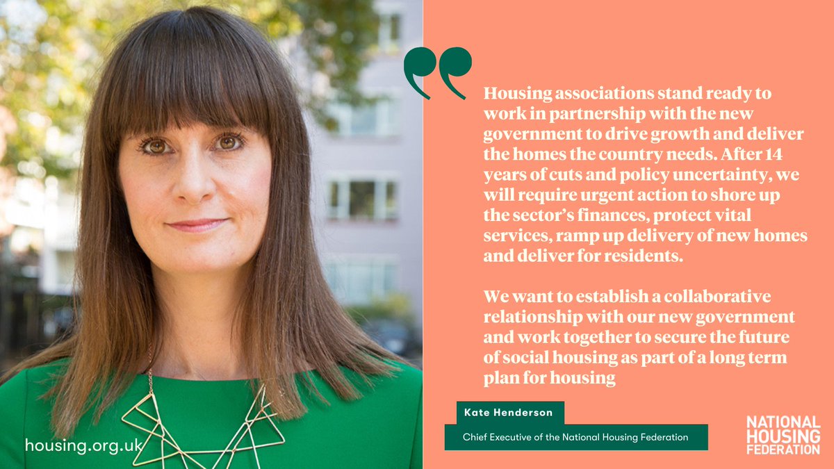 National Housing Federation (@natfednews) on Twitter photo We congratulate <a href="/UKLabour/">The Labour Party</a> on their victory in #GE2024
Labour has made clear it understands the transformative effect of growing up in safe, secure & affordable housing & shares our passion for #SocialHousing & our commitment to end the housing crisis.
👉housing.org.uk/news-and-blogs… We congratulate <a href="/UKLabour/">The Labour Party</a> on their victory in #GE2024
Labour has made clear it understands the transformative effect of growing up in safe, secure & affordable housing & shares our passion for #SocialHousing & our commitment to end the housing crisis.
👉housing.org.uk/news-and-blogs…
