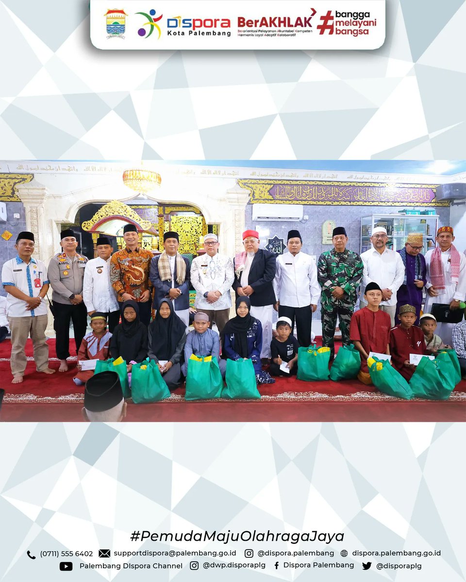 Safari Jum'at Bersama PJ Walikota Palembang.

5 Juli 2024 | Masjid Al-Ikhlas, Komplek Sangkuriang, Jl. Sematang, Kel. Sako, Kec. Sako Kota Palembang 

#DisporaKotaPalembang