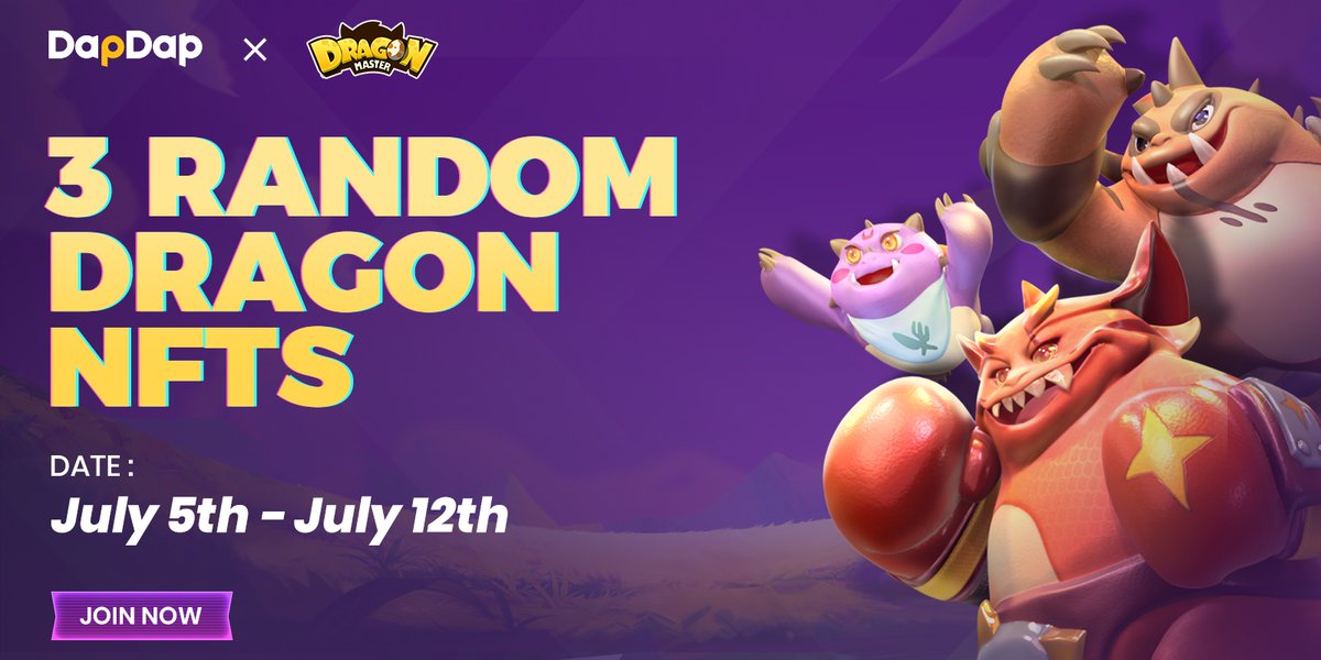 💰DragonMaster #Giveaways: Let the excitement continue, Win a Random Dragon NFT🎯

Join now: dapdap.io/quests/details…

📢A new round of giveaways is here!  Just complete a few simple tasks on the DapDap platform to earn a chance to participate in the lucky draw. The system will